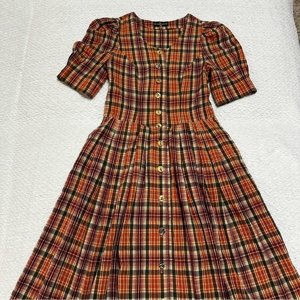 Vintage Linzner German Plaid Button Down Dress With Pockets UK Size 36 - Picture 4 of 13